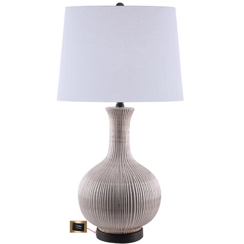 Zuhaus Ribbed Ceramic Table Lamp With USB Port Wayfair Canada